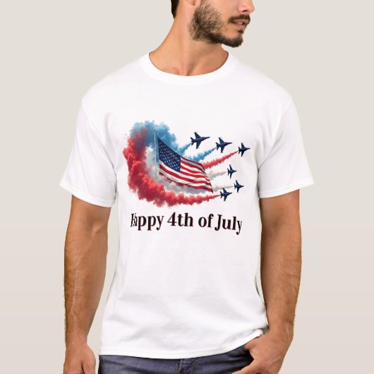 Amerikaanse vlag op 4 juli t-shirt (Voorkant)