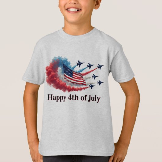 Amerikaanse vlag op 4 juli t-shirt (Voorkant)