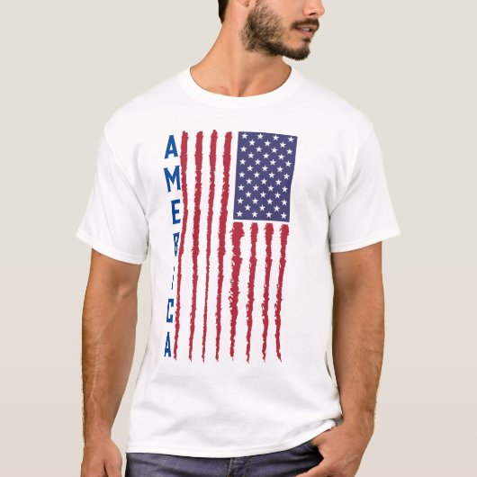 Amerikaanse vlag op 4 juli t-shirt (Voorkant)