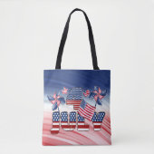 Amerikaanse vlag op 4 juli tote bag (Voorkant)