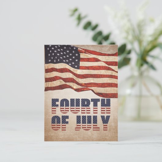  Amerikaanse vlag op 4 juli Uitnodiging Briefkaart (Staand voorkant)