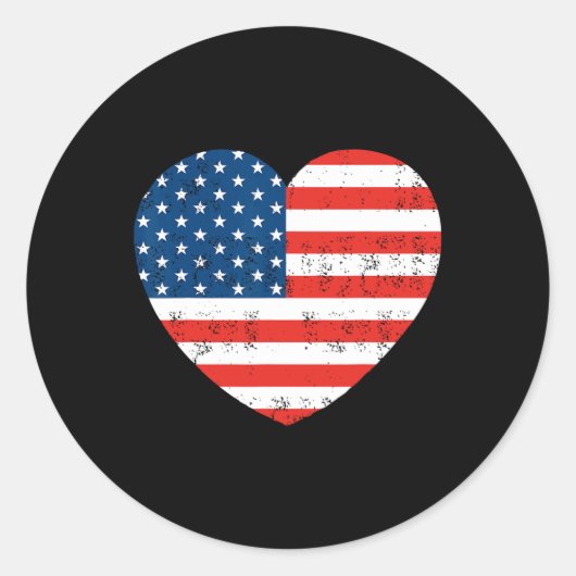 Amerikaanse vlag op 4 juli VS patriottisch Ronde Sticker (Voorkant)