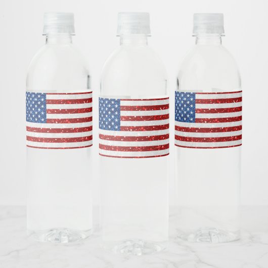 Amerikaanse vlag op 4 juli waterfles etiket (Flessen)