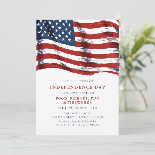 Amerikaanse vlag op 4e juli kaart (Staand voorkant)
