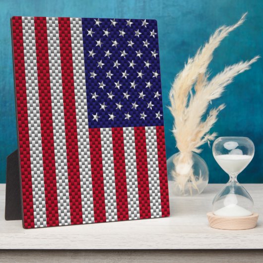 Amerikaanse vlag op afdruk van koolstofvezel fotoplaat (Zijkant)