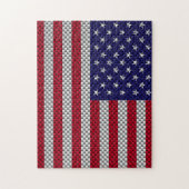 Amerikaanse vlag op afdruk van koolstofvezel legpuzzel (Verticaal)