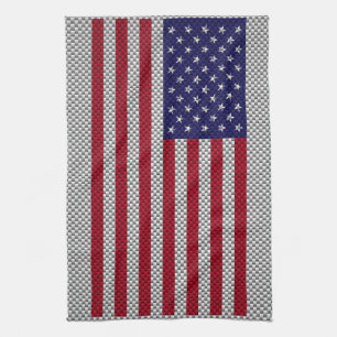 Amerikaanse vlag op afdruk van koolstofvezel theedoek