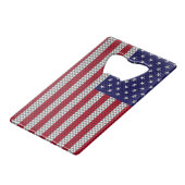 Amerikaanse vlag op afdruk van koolstofvezelstijl creditkaart flessenopener (Achterkant Gekanteld)