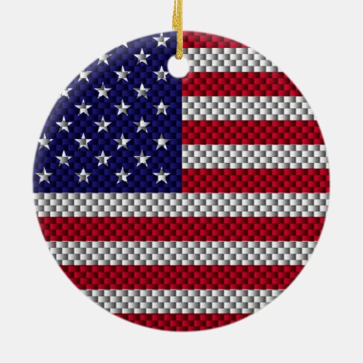 Amerikaanse vlag op afdruk van koolstofvezelstijl keramisch ornament (Achterkant)