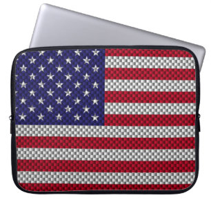 Amerikaanse vlag op afdruk van koolstofvezelstijl laptop sleeve