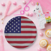 Amerikaanse vlag op afdruk van koolstofvezelstijl papieren bordje (Feest)