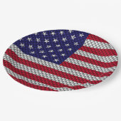 Amerikaanse vlag op afdruk van koolstofvezelstijl papieren bordje (Gekanteld)