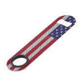 Amerikaanse vlag op afdruk van koolstofvezelstijl speed flessenopener (Voorkant Gekanteld)