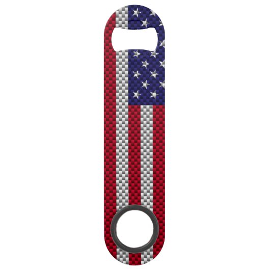 Amerikaanse vlag op afdruk van koolstofvezelstijl speed flessenopener (Achterkant)