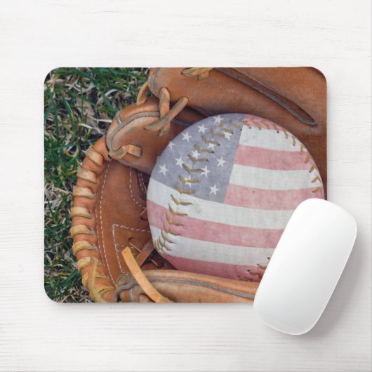 Amerikaanse vlag op bal muismat (Met muis)