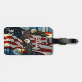 Amerikaanse vlag op Bald Eagle Bagagelabel (Achterkant horizontaal)