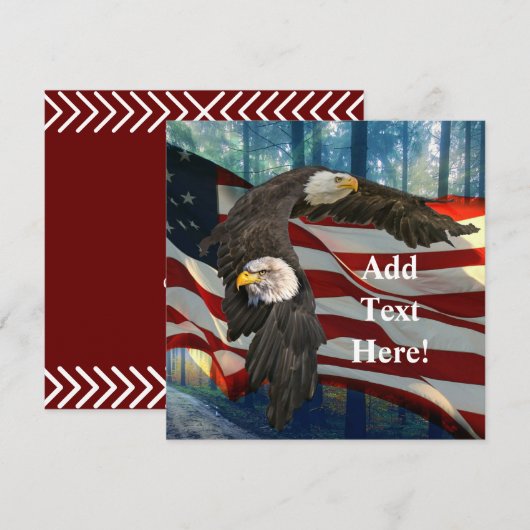 Amerikaanse vlag op Bald Eagle Bedankkaart (Voorkant / Achterkant)