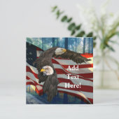 Amerikaanse vlag op Bald Eagle Bedankkaart (Staand voorkant)