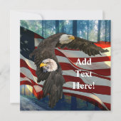 Amerikaanse vlag op Bald Eagle Bedankkaart (Voorkant)