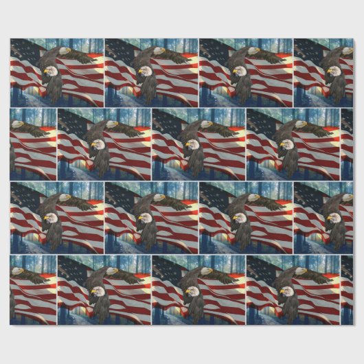 Amerikaanse vlag op Bald Eagle Cadeaupapier (Vlak)