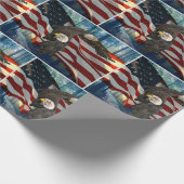 Amerikaanse vlag op Bald Eagle Cadeaupapier (Hoek)
