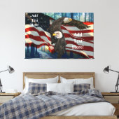 Amerikaanse vlag op Bald Eagle Canvas Afdruk (Insitu (Slaapkamer))