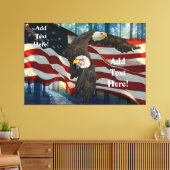 Amerikaanse vlag op Bald Eagle Canvas Afdruk (Insitu (Woonkamer))