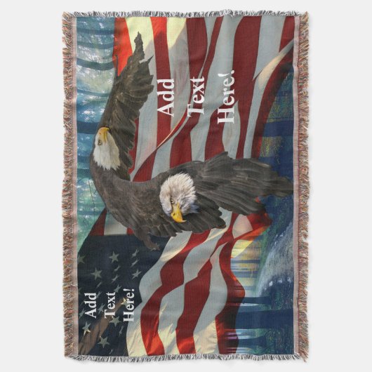 Amerikaanse vlag op Bald Eagle Deken (Voorkant Verticaal)