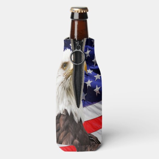 Amerikaanse vlag op Bald Eagle Flesjeskoeler (Fles Achterkant)