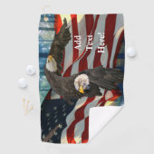 Amerikaanse vlag op Bald Eagle Golfhanddoek (Insitu)