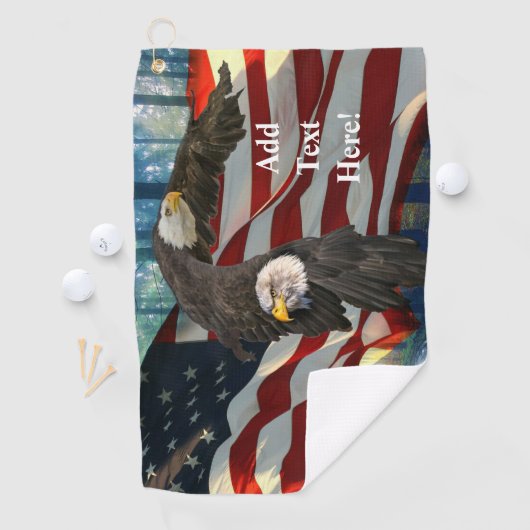 Amerikaanse vlag op Bald Eagle Golfhanddoek (Insitu)