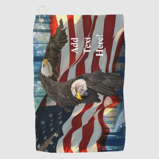 Amerikaanse vlag op Bald Eagle Golfhanddoek (Voorkant)