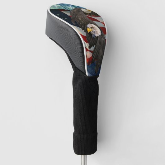 Amerikaanse vlag op Bald Eagle Golfheadcover (Schuin)
