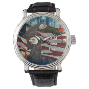 Amerikaanse vlag op Bald Eagle Horloge