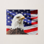 Amerikaanse vlag op Bald Eagle Legpuzzel (Horizontaal)