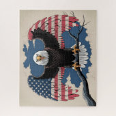 Amerikaanse vlag op Bald Eagle Legpuzzel (Verticaal)