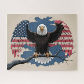 Amerikaanse vlag op Bald Eagle Legpuzzel (Horizontaal)