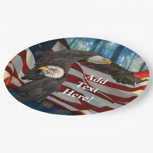 Amerikaanse vlag op Bald Eagle Papieren Bordje (Gekanteld)