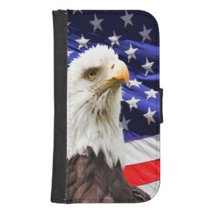 Amerikaanse vlag op Bald Eagle Galaxy S4 Portemonnee Hoesje