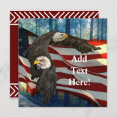 Amerikaanse vlag op Bald Eagle Save The Date (Voorkant / Achterkant)
