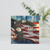 Amerikaanse vlag op Bald Eagle Save The Date (Staand voorkant)