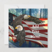 Amerikaanse vlag op Bald Eagle Save The Date (Voorkant)