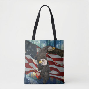 Amerikaanse vlag op Bald Eagle Tote Bag