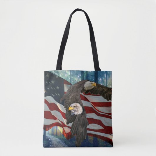 Amerikaanse vlag op Bald Eagle Tote Bag (Voorkant)