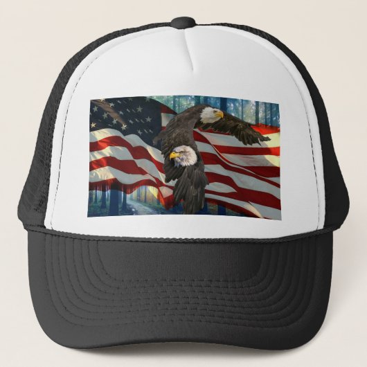 Amerikaanse vlag op Bald Eagle Trucker Pet (Voorkant)