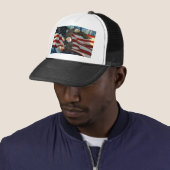 Amerikaanse vlag op Bald Eagle Trucker Pet (In situ)