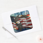 Amerikaanse vlag op Bald Eagle Vierkante Sticker (Envelop)