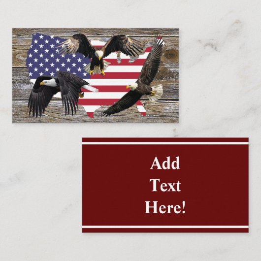 Amerikaanse vlag op Bald Eagle Visitekaartje (Voorkant / Achterkant)