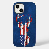 Amerikaanse vlag op blauw leder Case-Mate iPhone case (Achterkant)