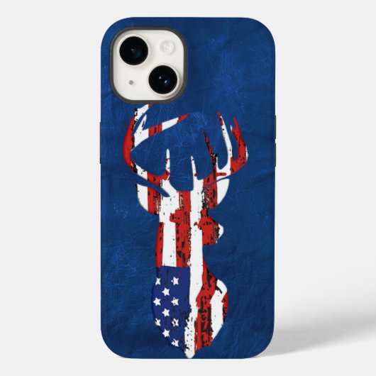 Amerikaanse vlag op blauw leder Case-Mate iPhone case (Achterkant)